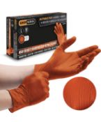 RRP £64 Set of 4 x Gripsense Nitrile Gloves (50 pack) High Density Diamond Grip Orange Gloves