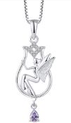 RRP £42.99 FJ Fairy Necklace 925 Sterling Silver Angel Pendant