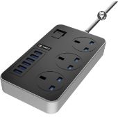 iBlockCube Extension Lead with 6 USB Ports Surge Protected Power Strip, 2M (6.5ft) UK Plug