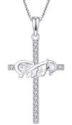 RRP £45.99 FJ Cross Pendant Necklace 925 Sterling Silver Faith Pendant