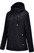 RRP £79.99 Reyshionwa Women's Softshell Jacket with Removable Hood Waterproof Coat, L