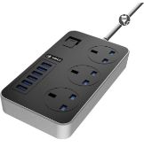 iBlockCube Extension Lead with 6 USB Ports Surge Protected Power Strip, 2M (6.5ft) UK Plug