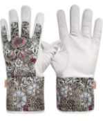 RRP £55 Set of 5 x Gardening Gloves for Ladies Goat Leather Palm, Medium