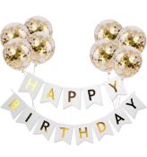 RRP £80 Set of 20 x Okany Gold Birthday Decorations Happy Birthday Party Banner Balloons Kits