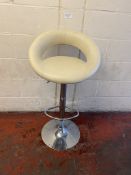 Modern Swivel Height Adjustable Bar Stool Faux Leather Cream/ White