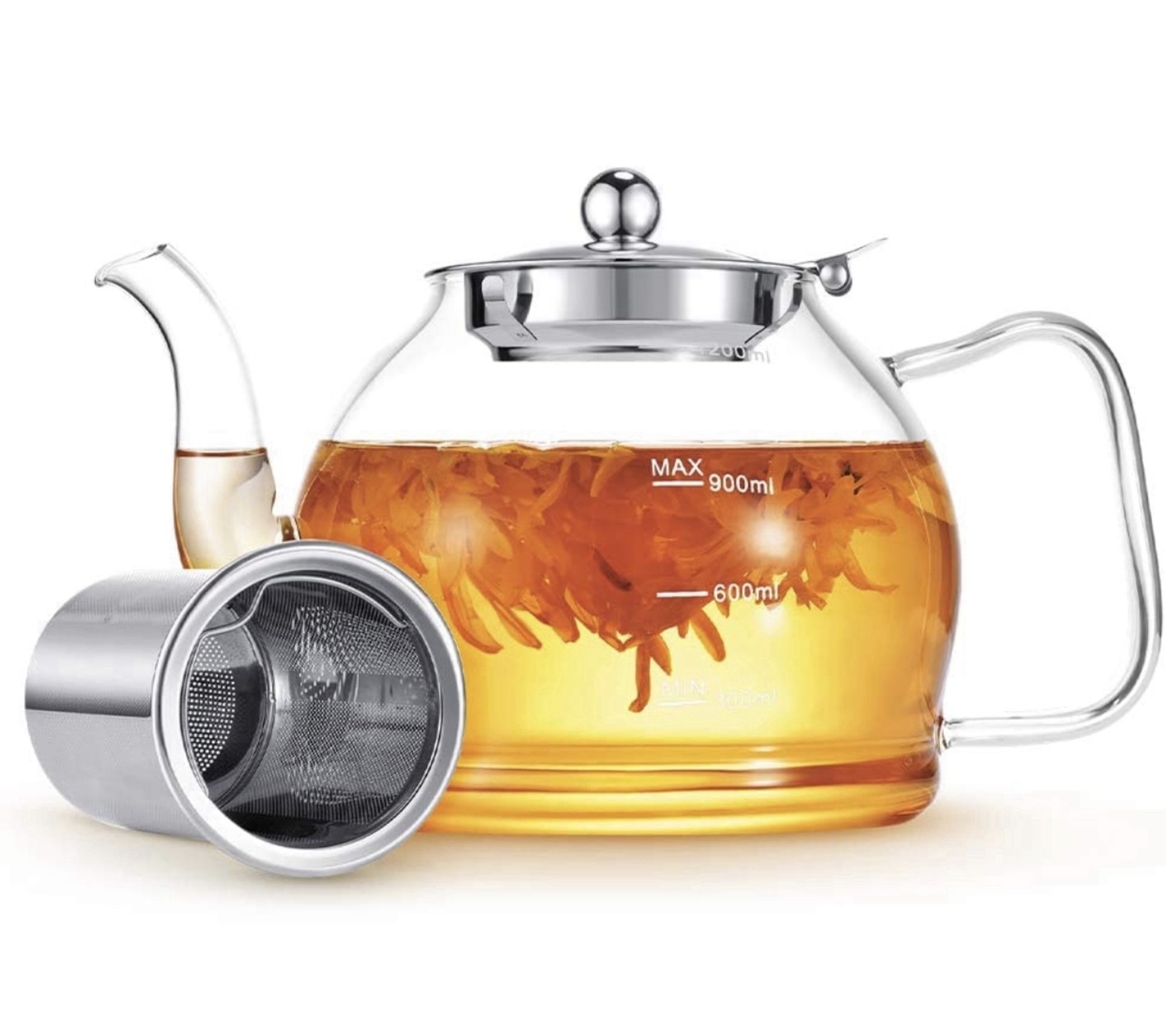 RRP £20.99 Minoant Glass Teapot Blooming Flowering Teapot with Infuser
