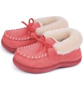 Set of 4 x Merrimac Boys and Girls Dinghy Memory Foam Moccasin Slippers Sherpa Lining, 11/12