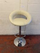 Modern Swivel Height Adjustable Bar Stool Faux Leather Cream/ White