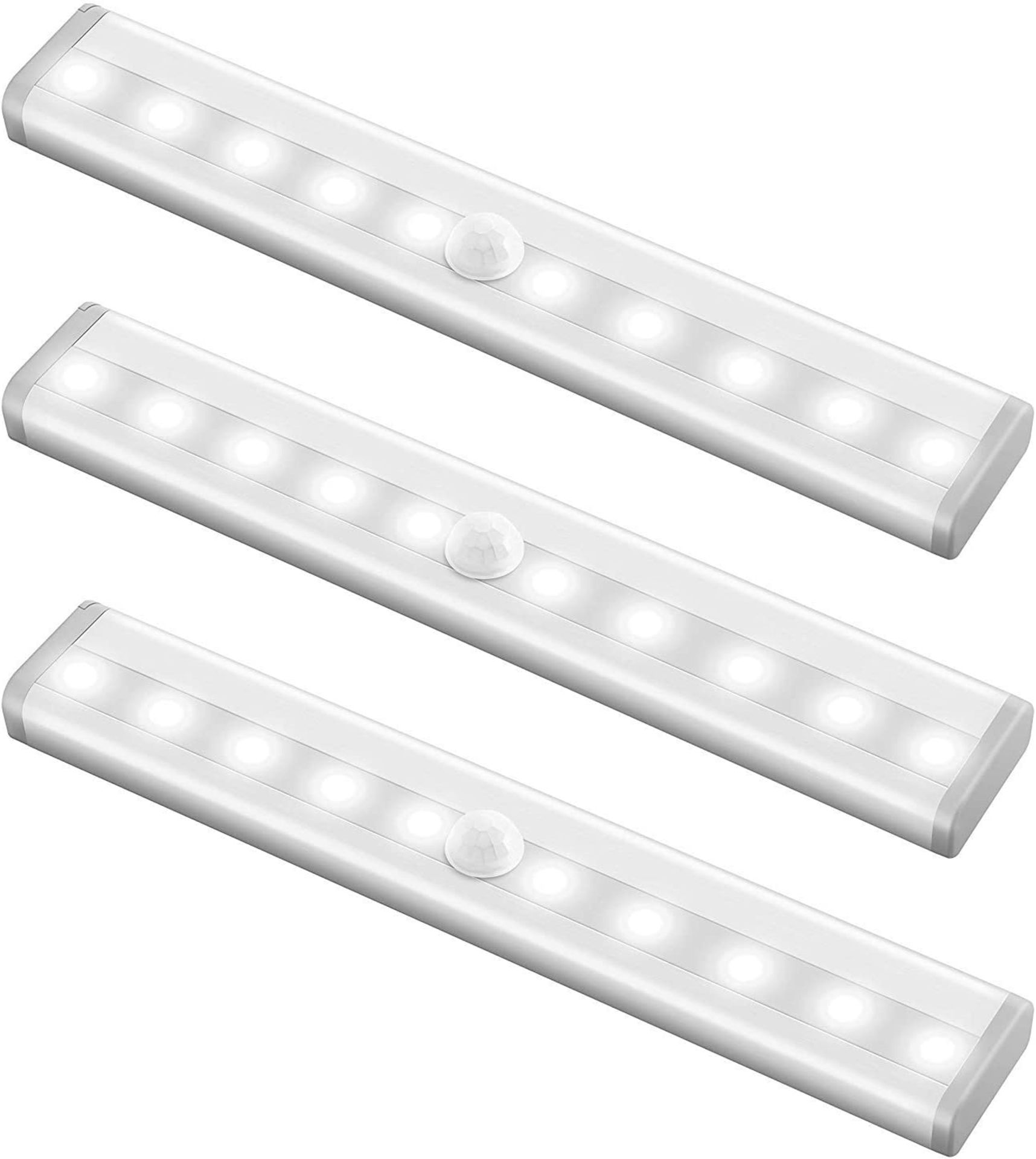 RRP £34.99 Criacr Motion Sensor Light Bar, (10 LED, 6 Pack) Battery Operated Wardrobe Light