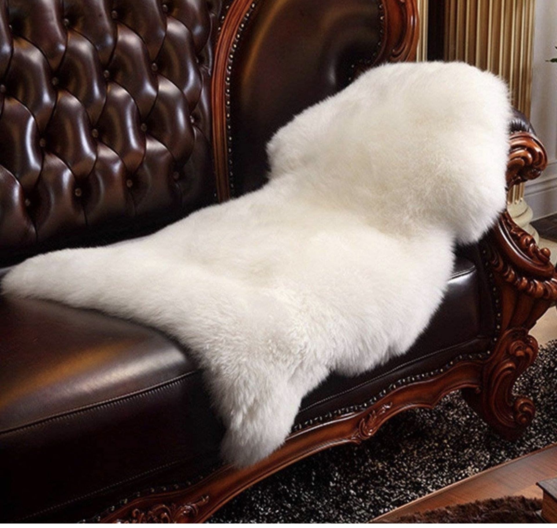 Faux Fur Soft Fluffy Sheepskin Stule Style Rug, 75 x 120 cm Faux Fleece Area Rug