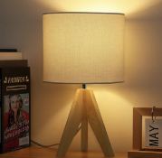 RRP £25.99 Edishine 14.2in Wood Bedside Table Lamp Tripod Desk Lamp