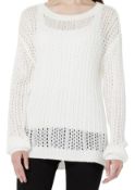 RRP £45 Set of 3 x Hikaro Women's Eyelet Sweater Crew Neck Long Sleeve Knit Jumper, XL