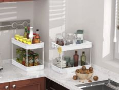 RRP £32 Set of 2 x Spacekeeper Under Sink Organizer 2-Tier Multi-Purpose Shelf