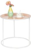 Topfly Round Metal Side Table with Detachable Tray, Coral & White RRP £19.99