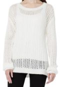 RRP £45 Set of 3 x Hikaro Women's Eyelet Sweater Crew Neck Long Sleeve Knit Jumper, M