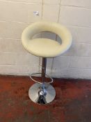 Modern Swivel Height Adjustable Bar Stool Faux Leather Cream/ White