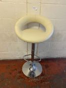 Modern Swivel Height Adjustable Bar Stool Faux Leather Cream/ White