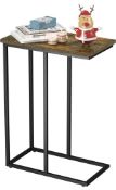 RRP £29.99 HOME BI Side Table,C-Shaped Sofa Side Table Snack End Table, Rustic Brown