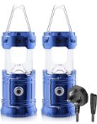 Fulighture Solar Camping Lantern 2-Pack Rechargeable Water Resistant Emergency Lights