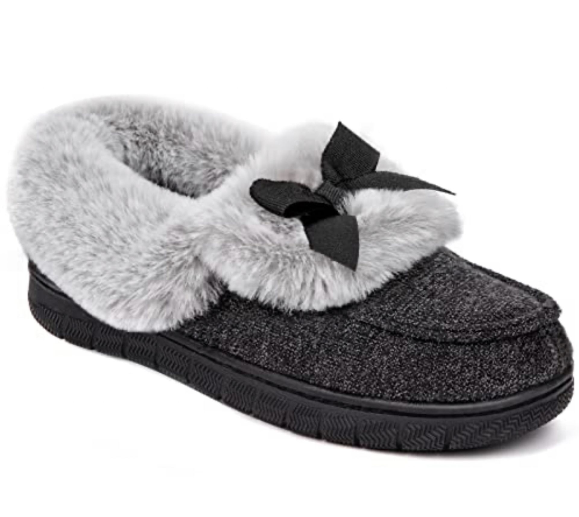 RRP £18.99 VeraCosy Women's Knitted Fluffy Memory Foam Warm Slippers with Bow, 9 UK