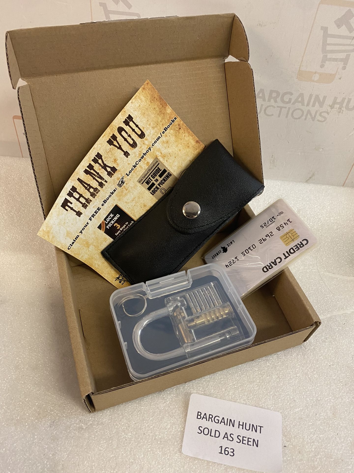 RRP £19.99 Lock Cowboy Lock Pick Set with Transparent Training Padlock and Credit Card - Image 2 of 2