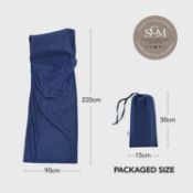 RRP £50 Set of 2 x Silk Soft Sleeping Bag Liner With Zipper Lightweight Travel Sheet Camping