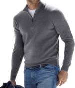 Aumelr Men's Sweatshirt Half Zip Jumper, XXL RRP £22.99