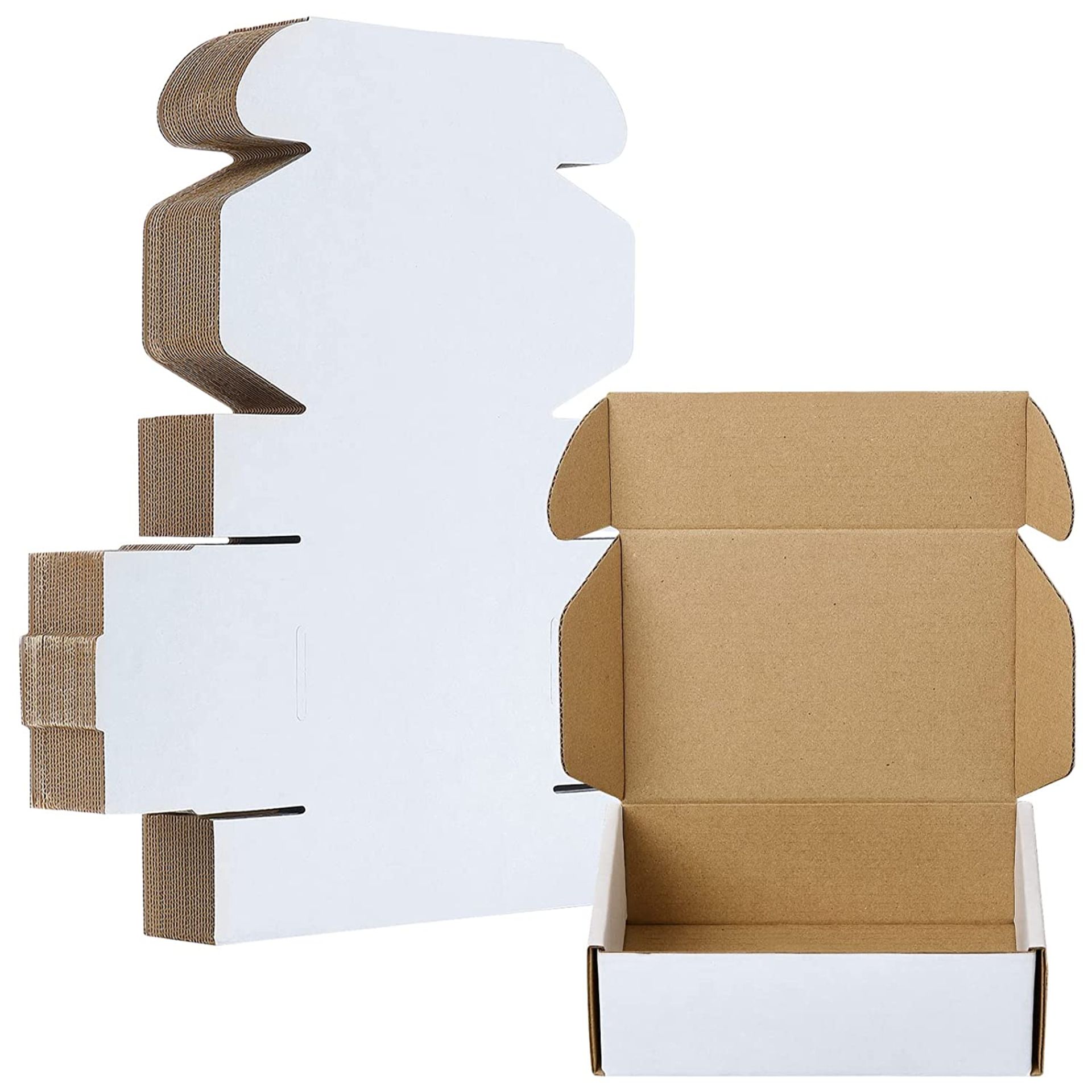 RRP £180 Set of 10 x 25-Pack Corrugated Mailer Small Cardboard Boxes, White
