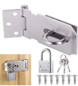 Door Latch Hasp with Padlock and Screws Stainless Steel, RRP £33 Set of 3
