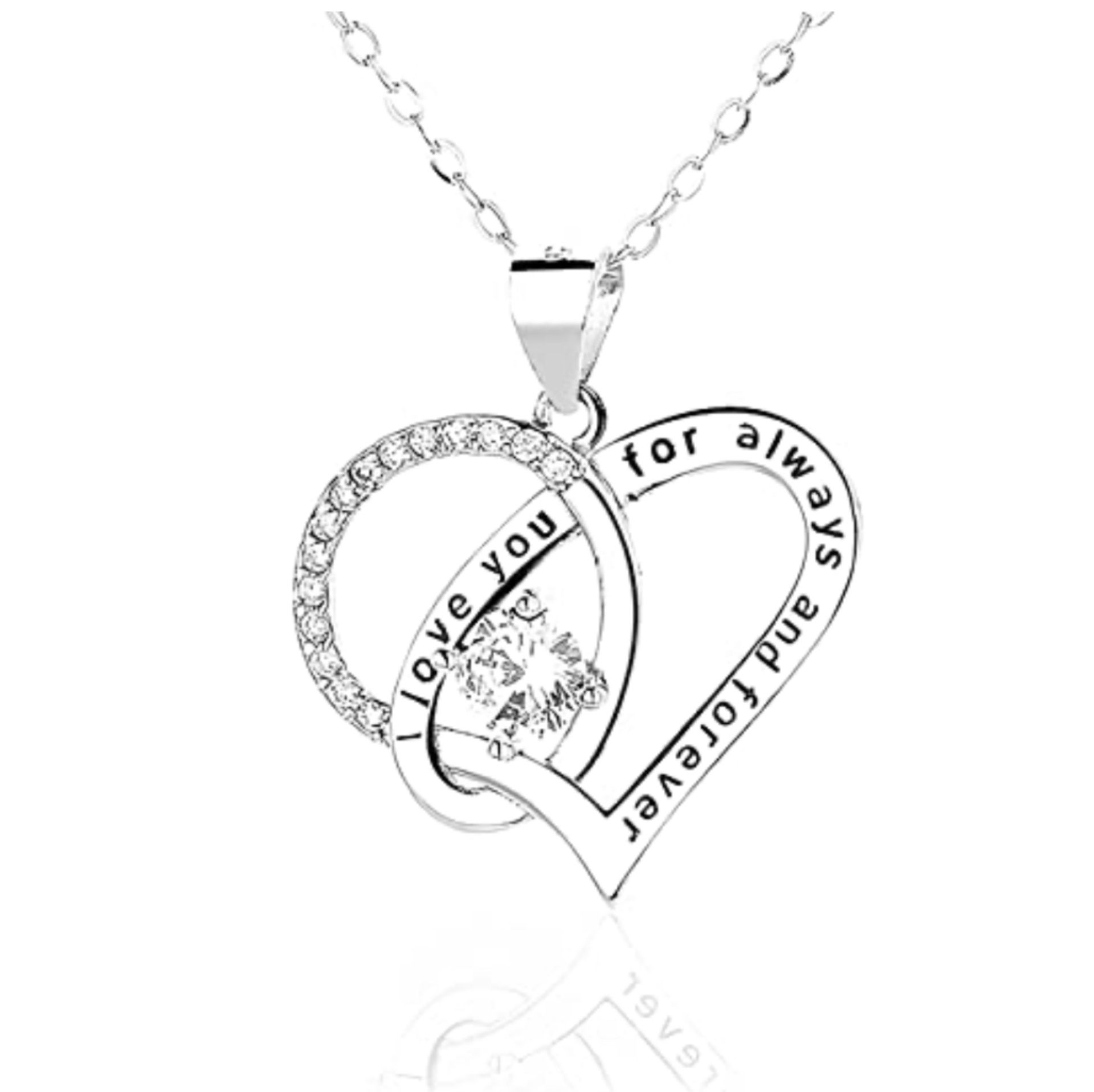 Aybe Jewellery Love Heart 925 Silver Necklace RRP £28.99