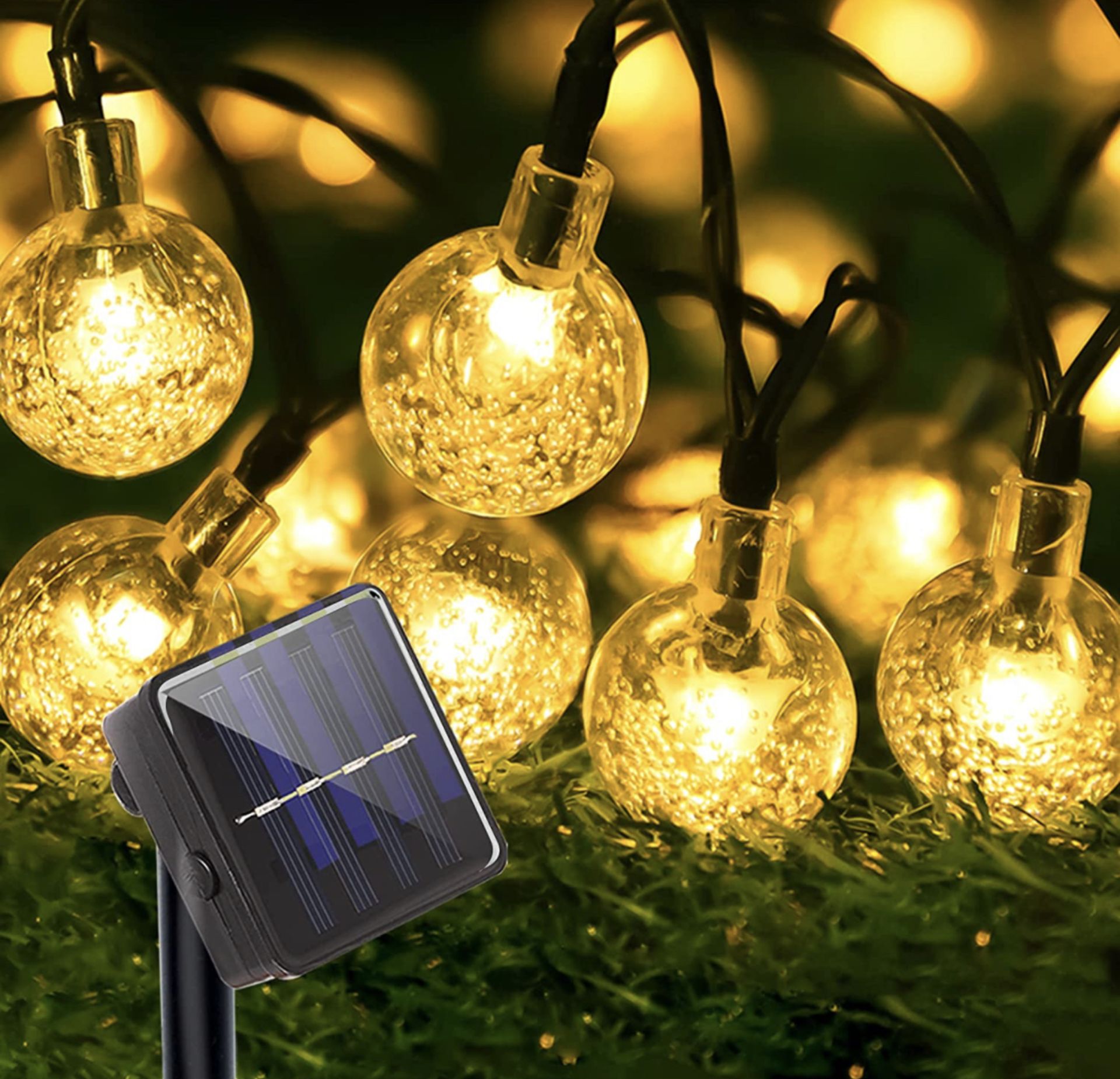 RRP £42 Set of 3 x Solar String Lights, (2 x 22ft warm white, 1 x 32ft Multicolour) Garden Lights - Image 2 of 3