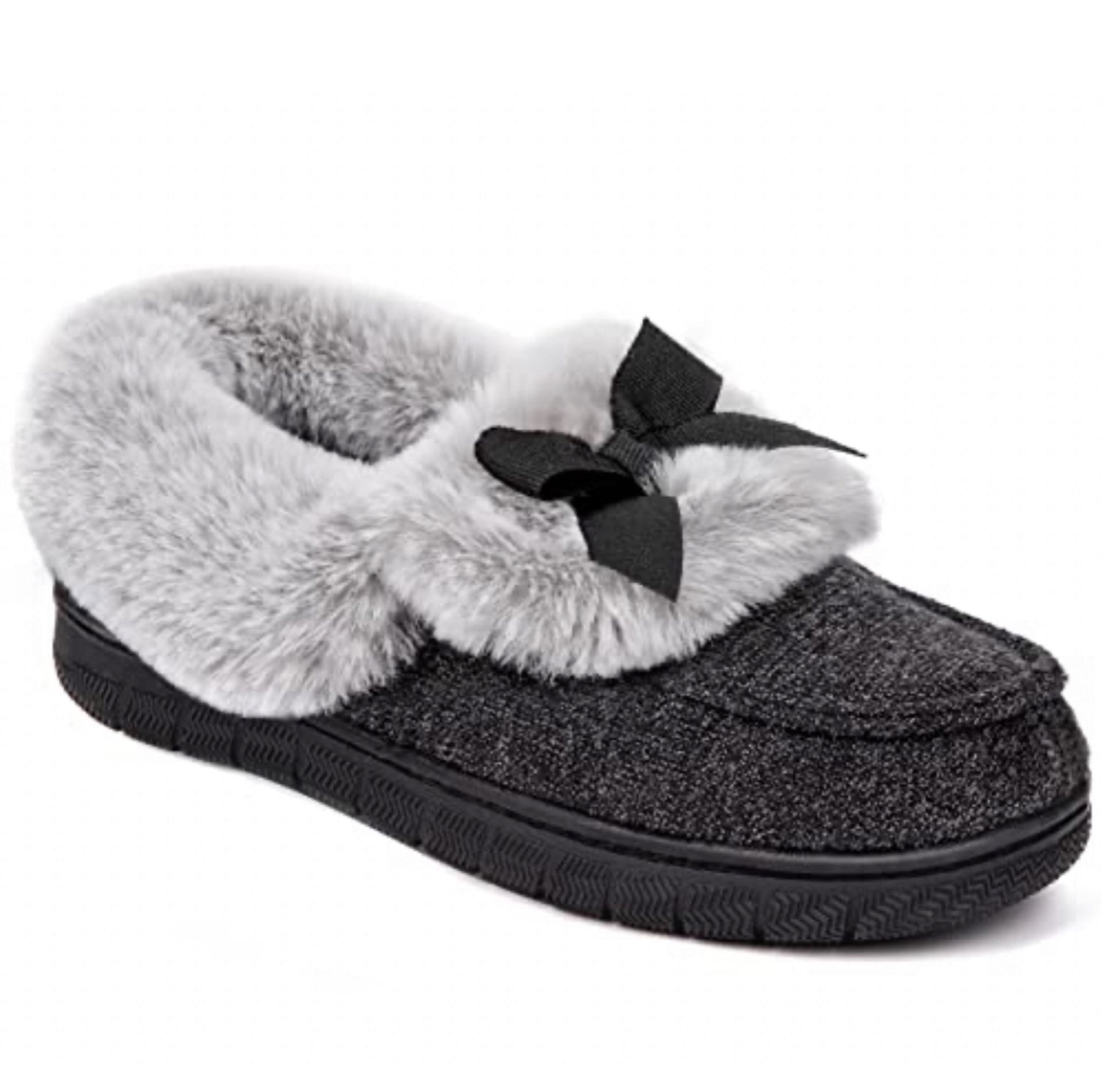 RRP £18.99 VeraCosy Women's Knitted Fluffy Memory Foam Warm Slippers with Bow, 9 UK