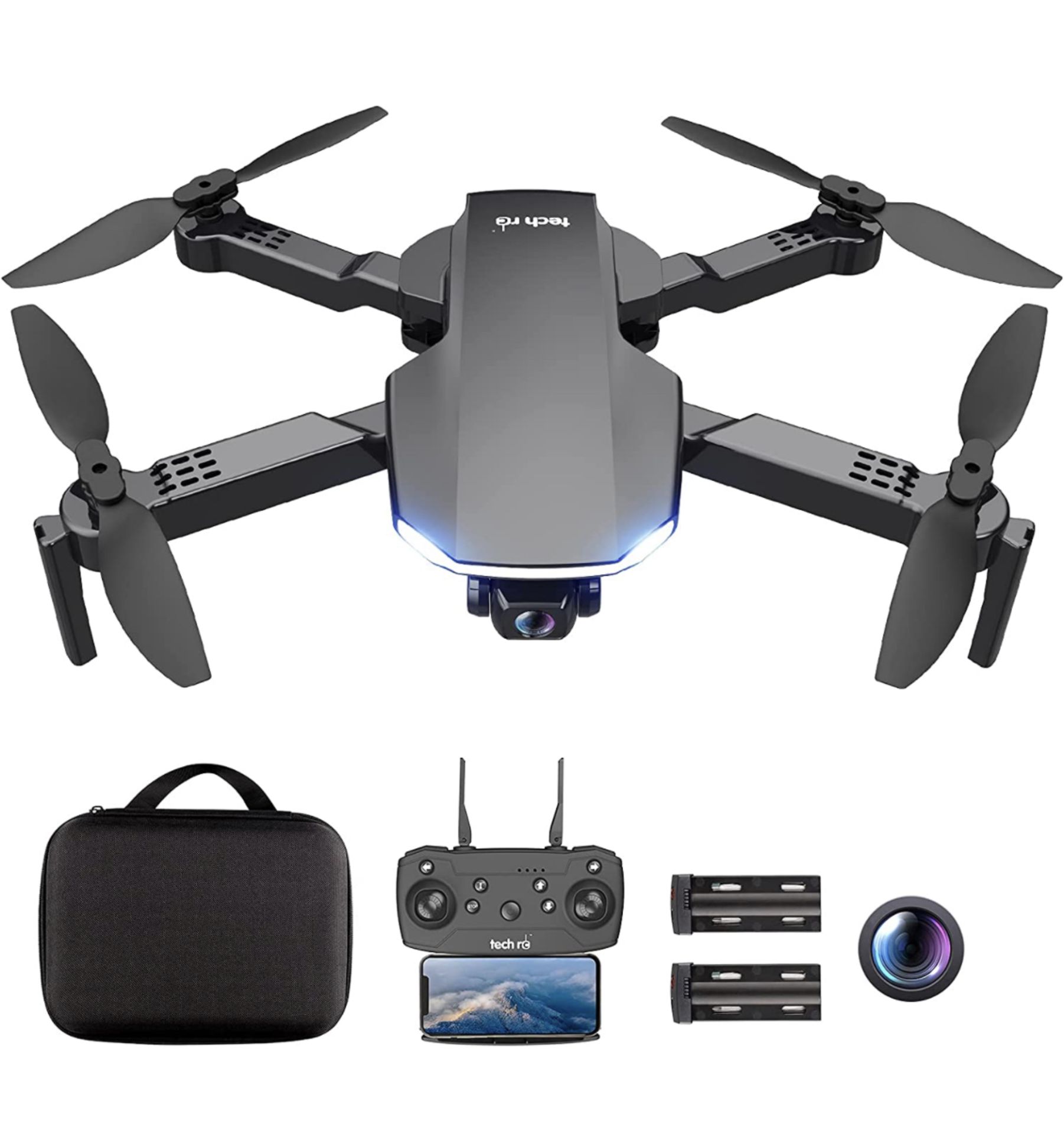 RRP £89.99 Tech RC Drone with Camera 1080P HD Optical Flow RC Quadcopter