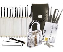 RRP £19.99 Lock Cowboy Lock Pick Set with Transparent Training Padlock and Credit Card