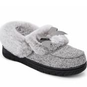 RRP £18.99 VeraCosy Women's Knitted Fluffy Memory Foam Warm Slippers with Bow, 6 UK