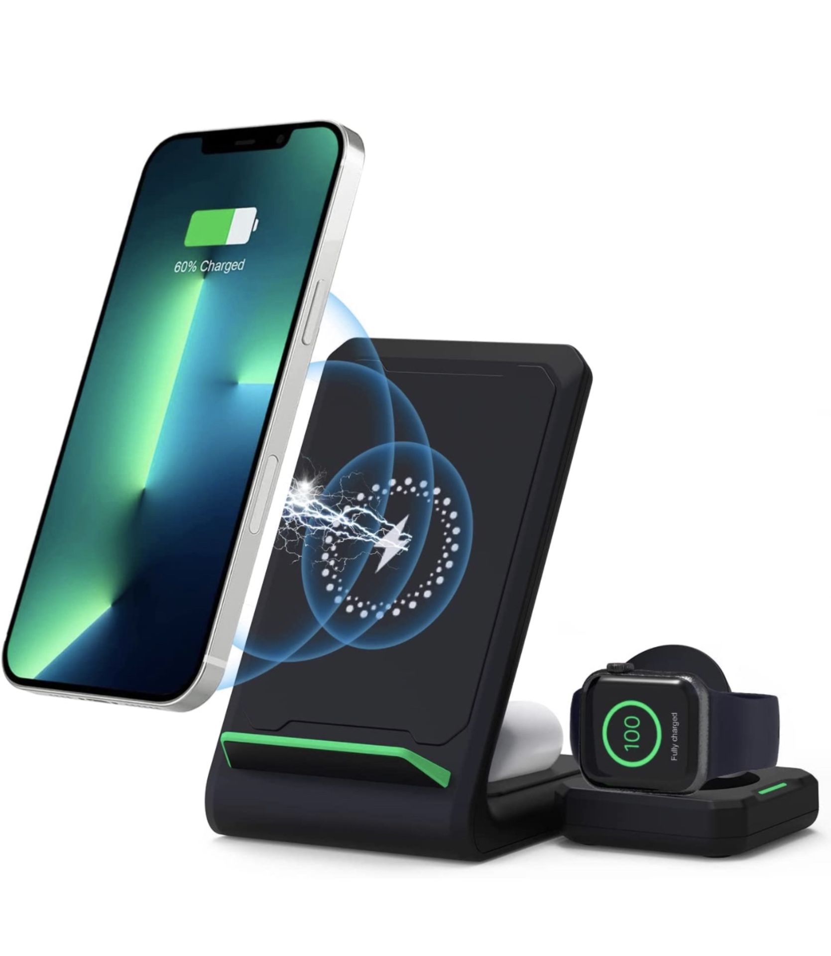 RRP £21.99 Olimoxi Wireless 3-In-1 Charging Station for iPhone, Apple Watch, Airpods