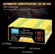 RRP £25.99 Intelligent Car Battery Charger Automatic 12V 24V Smart 10A Battery Charger