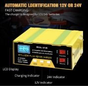 RRP £25.99 Intelligent Car Battery Charger Automatic 12V 24V Smart 10A Battery Charger