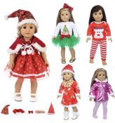 RRP £36 Set of 2 x 5-Sets Formemory 43cm Baby Doll Clothes Outfit Set Christmas Outfits