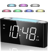 RRP £26.99 Mesqool Alarm Clock Loud with 7 Colours Light Bedside Mains Powered Clock