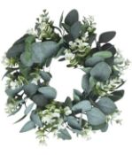 RRP £112 Set of 7 x Melajia Artificial Eucalyptus Wreath 30cm Door Wreaths