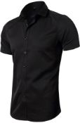 RRP £21.99 Inflation Men's Short Sleeve Dress Shirt Slim Fit Bamboo Shirt, Size 41 Small