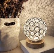 Mucher Crystal USB Table Lamp Silver Crystal Ball Bedside Lamp