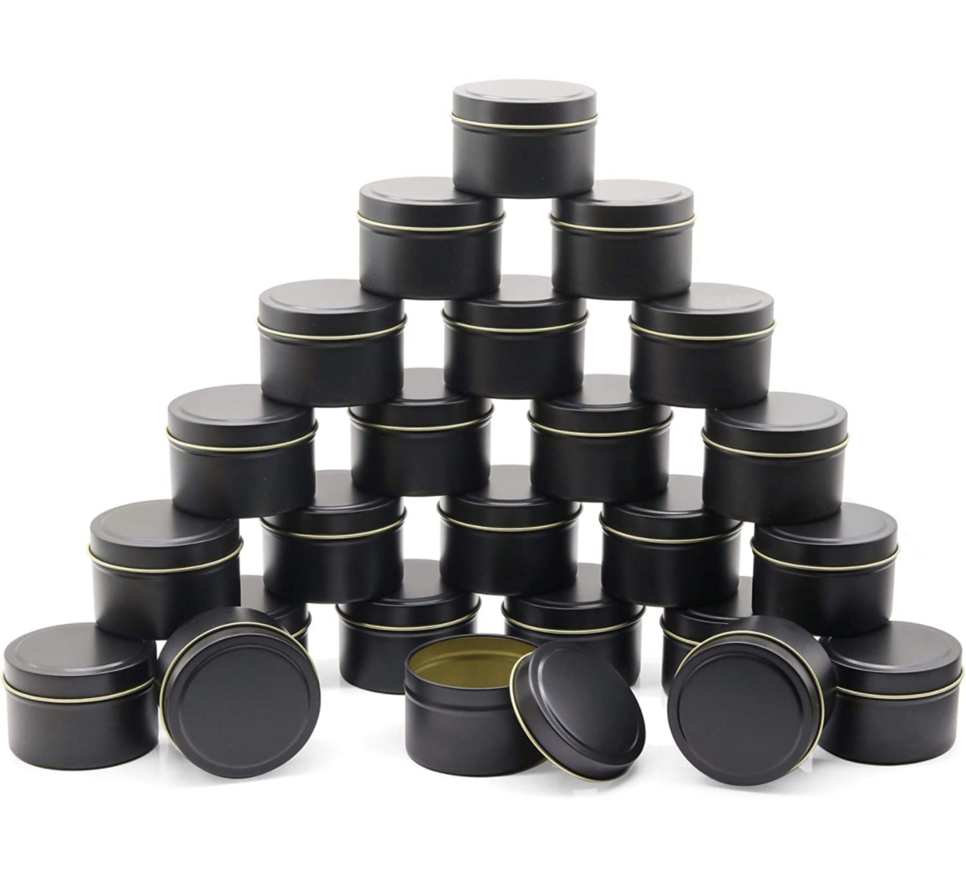 RRP £17.99 Julwhisper Candle Tin 4oz 24-Piece Black Candle Containers for Candle Making