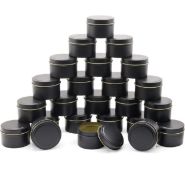 RRP £17.99 Julwhisper Candle Tin 4oz 24-Piece Black Candle Containers for Candle Making