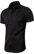 RRP £21.99 Inflation Men's Short Sleeve Dress Shirt Slim Fit Bamboo Shirt, Size 41 Small