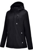 RRP £79.99 Reyshionwa Women's Softshell Jacket with Removable Hood Waterproof Coat, XL