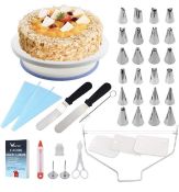 WisFox Professional Cake Decorating Kit Rotating Turntable Stand
