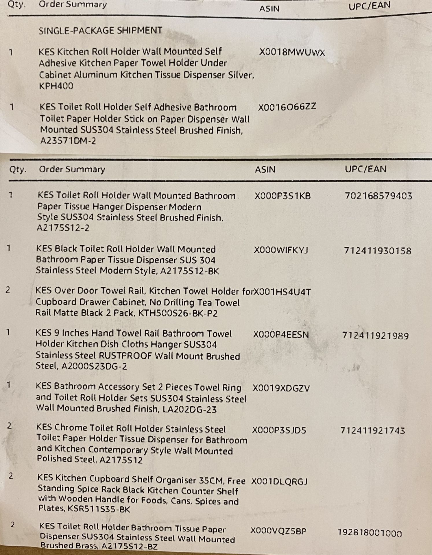 Collection of KES Bathroom Items/ accessories (for contents/ list, see image) - Image 2 of 2