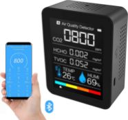 RRP £24.99 Portable CO2 Detector,CO2 Meter 5 in 1 Air Quality Monitor with USB Charger